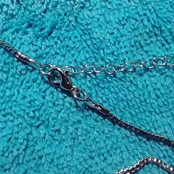 Silvertone blue teardrop chain necklace - Picture 2 of 6